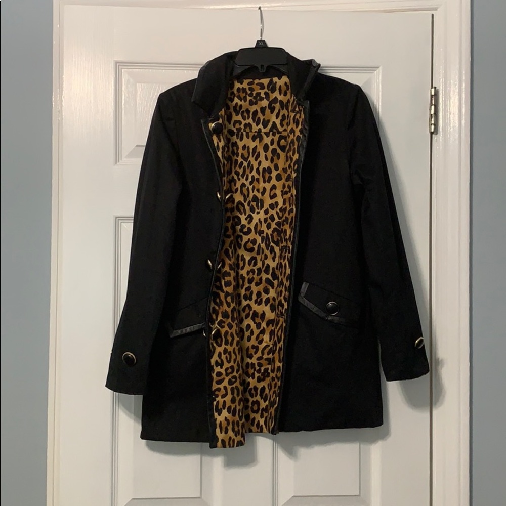 Jones New York Reversible Black and Leopard Jacket